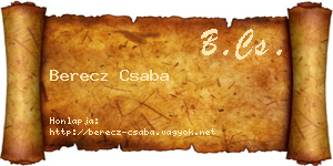 Berecz Csaba névjegykártya